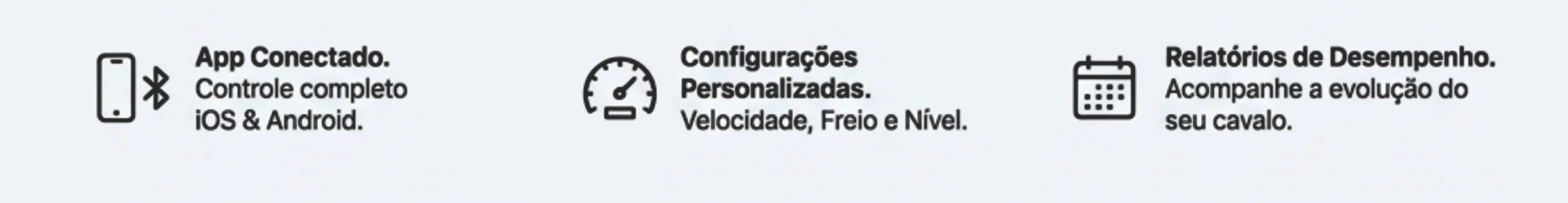 App Conectado. Configurações Personalizadas. Relatórios de Desempenho.